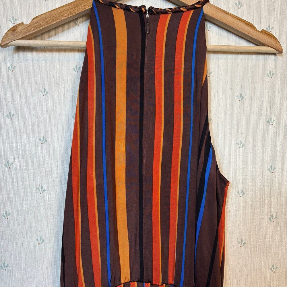 White House Black Market Aline Slinky Halter Maxi Dress Sz 8 Retro Stripe NWT - Picture 6 of 8